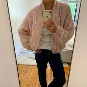 Vintage 80s? Mohair light pink sweater cardigan
